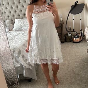 GAP White Halter Dress with Lace Detail - Size S